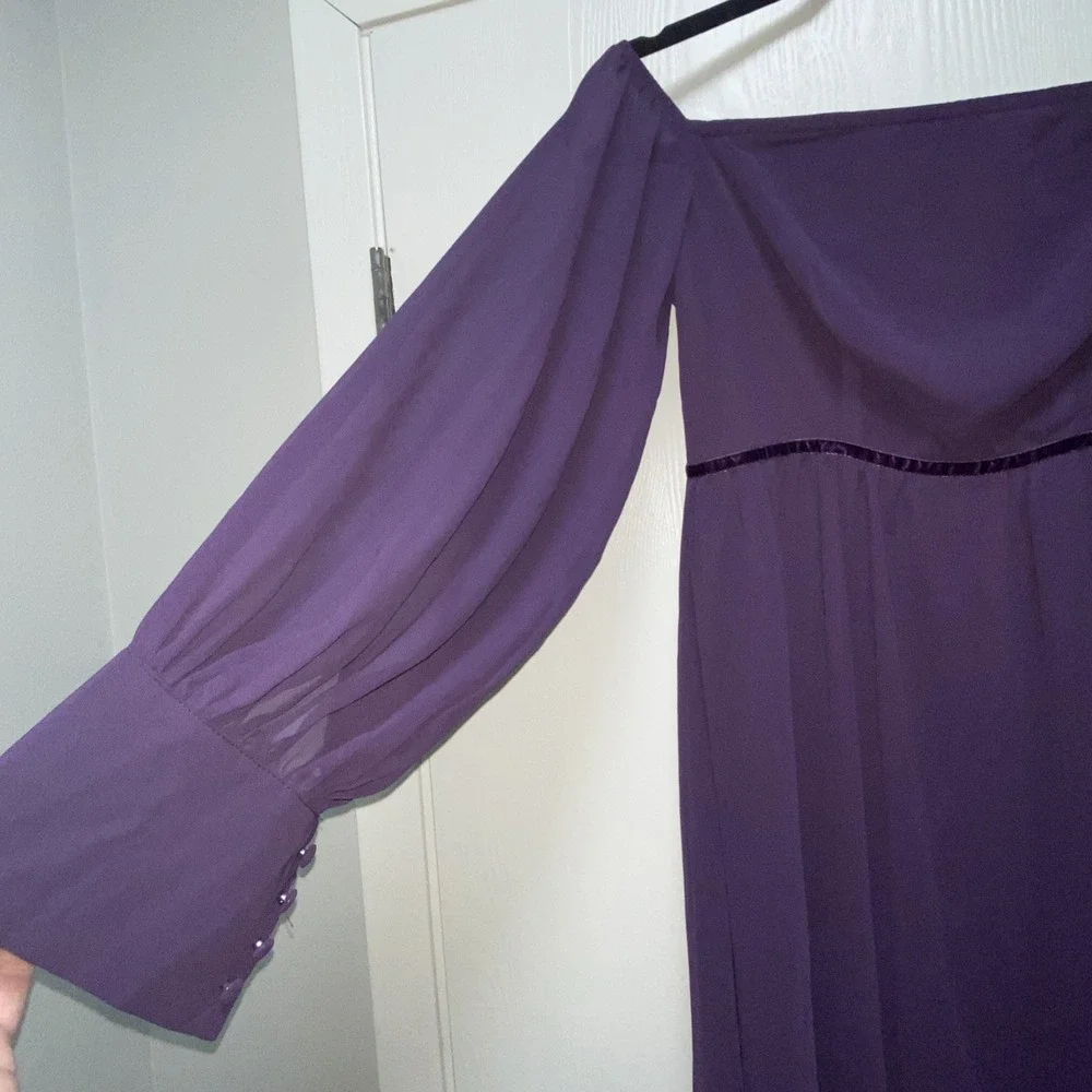 Alisastyle Purple Cottagecore‎ Maxi Dress Medium Sheer Sleeve Boho Formal Dress
